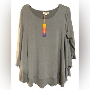 WONDERLAND Asymmetrical Blouse with Scoop Neckline